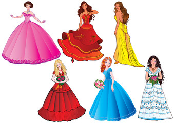 Beautiful girls. Vector art-illustration on a white background.