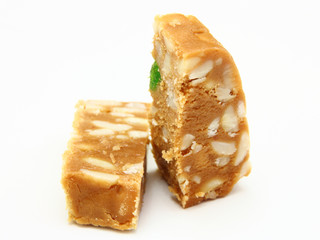 Peanut brittle isolated on white background