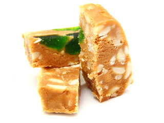 Peanut brittle isolated on white background