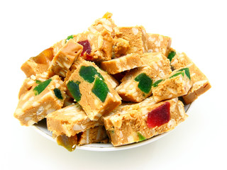 Peanut brittle isolated on white background