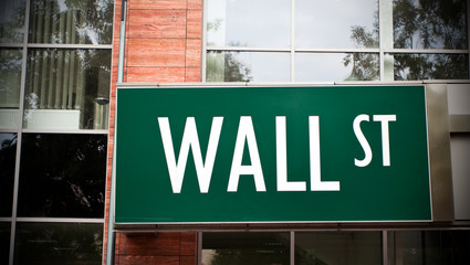 Wall Street Sign on office building