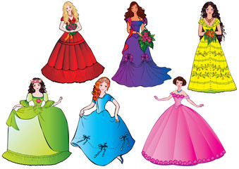 Beautiful girls. Vector art-illustration on a white background.