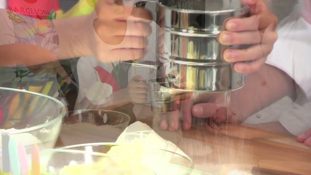 kids baking christmas cookies