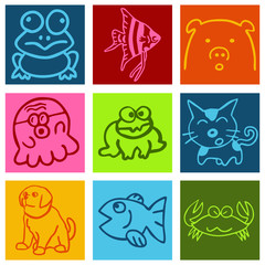 Pictogrammes mignons animaux multicolore
