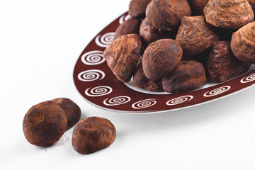 Chocolate truffles for dessert plate