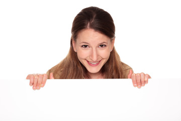 businesswoman - holding blank sign