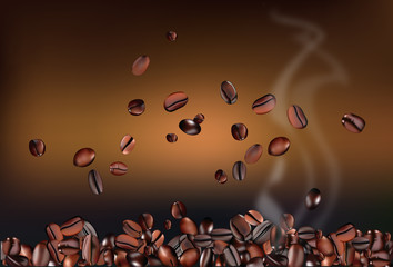 Hot roasted coffee beans