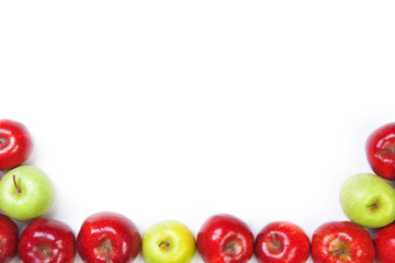 red and green apples border, isolated