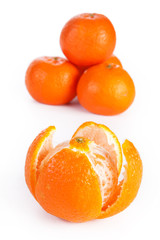 sliced and whole orange, isolated