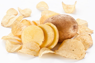 potato chips isolated on white background