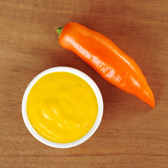 Hot salsa made of the Peruvian hot pepper called aji