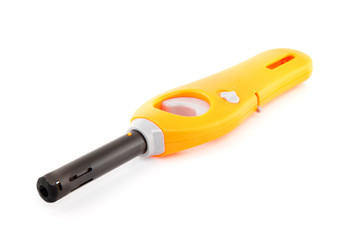orange gas lighter over white background