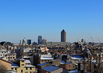 vue de la ville de lyon aux toits enneigés