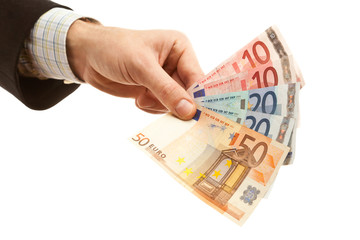 Hand holding euro currency