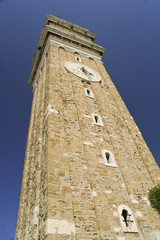 Fototapeta na wymiar Weneckie dzwonnica katedry w Saint George, Piran, Słowenia