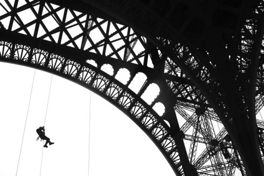 Fireman Training On Eiffel Tower, Paris