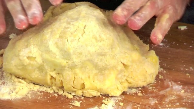 kneading dough for cookies