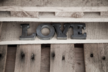 message of love with metal letters