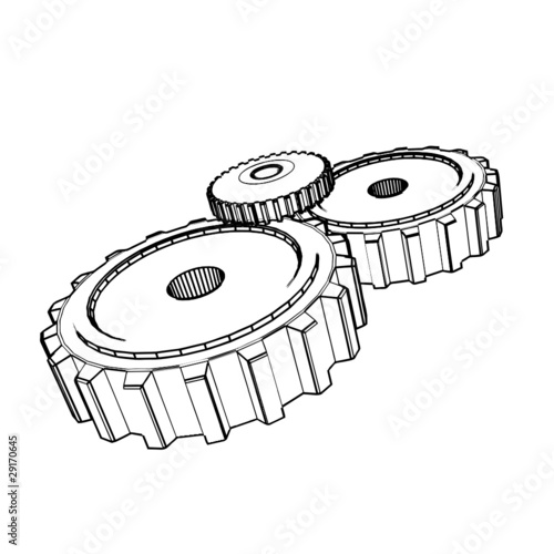 Download "3d technical vector drawing of gears" Stock image and ...