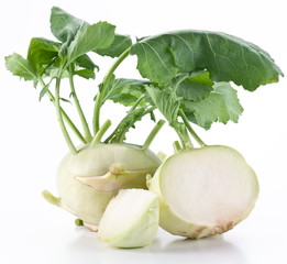 Cabbage kohlrabi on a white background