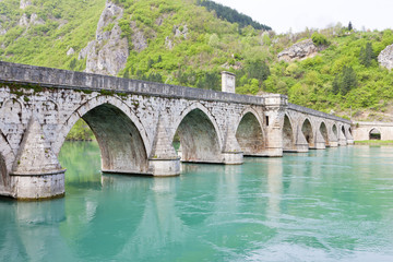 Fototapeta na wymiar bridge over Drina River, Visegrad, Bosnia and Hercegovina