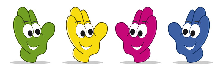 set of hands cartoon with faces