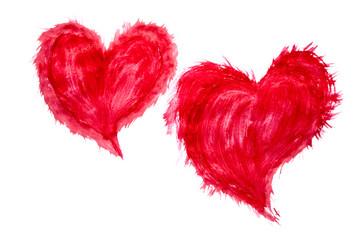 Два красных нарисованных сердца.