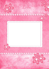 card from flowers and pearl on the abstract background