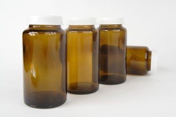 brown medicine jars