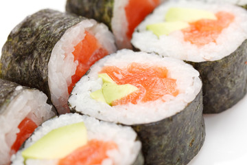 sushi on the white