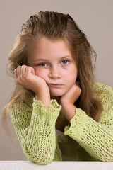 Little girl in green