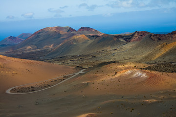 Vulacanic landscape of ( Montains of Fire ) ,in Lanzarote Island