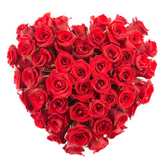 Heart of red roses isolated with clipping path