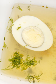Chicken broth with dill and egg © Maksim Shebeko