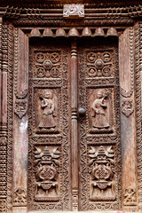 temple wooden carved door, Bhaktapur, Nepal