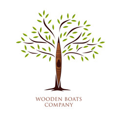 Obraz premium logo entreprise, canoë en bois