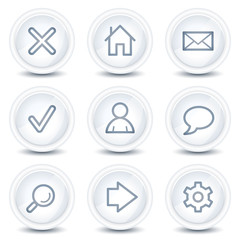 Basic web icons, white glossy circle buttons