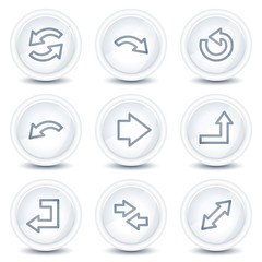 Arrows web icons set 1, white glossy circle buttons