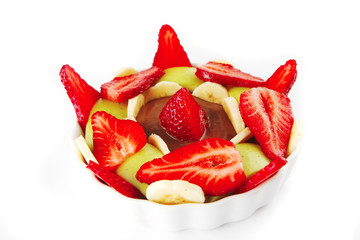 strawberries and slices over white