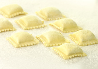 Uncooked Ravioli close up