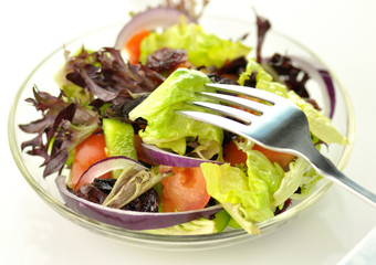 fresh salad with fork
