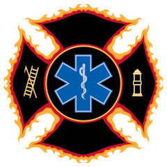 Fototapeta premium Flaming Fire Rescue Symbol