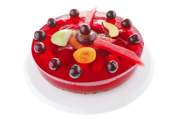 Naklejka na ściany i meble fruits jelly cake and watermelon