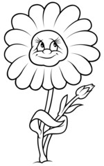 Daisy Flower - Black and White Cartoon illustration