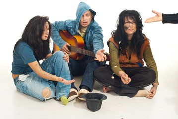 Obraz premium Beggars with guitar singing for money