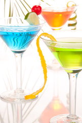 martini party cocktails with lime orange cherry