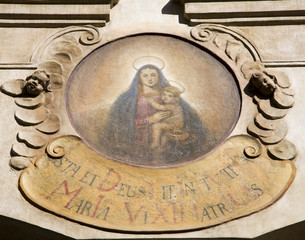 Prague - holy mary - detail form facade