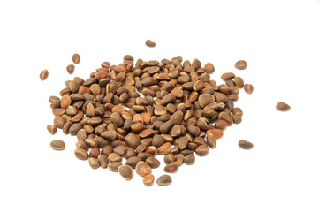 Pile of Pine Nuts Isolated on White Background