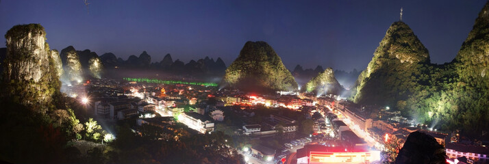 Yangshuo nightscape panorama © cityanimal