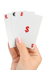 Hand and money cards